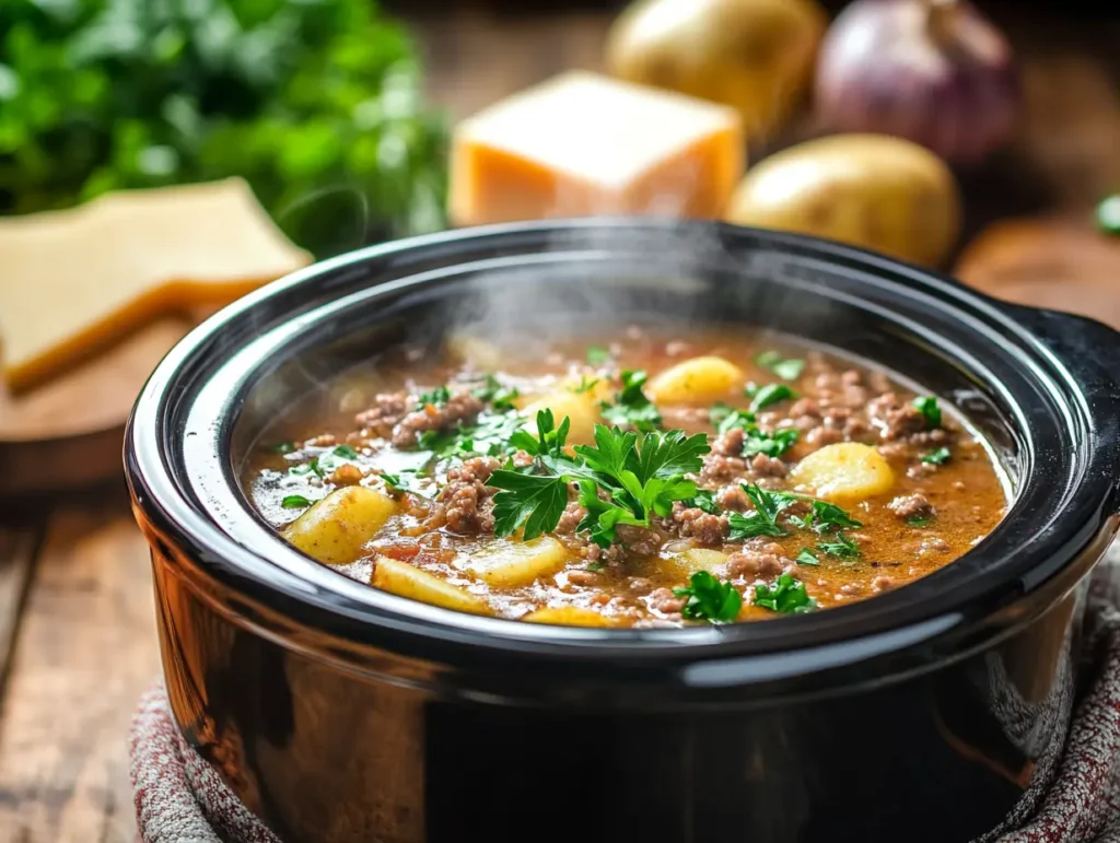Crockpot Creamy Potato and Hamburger Soup2